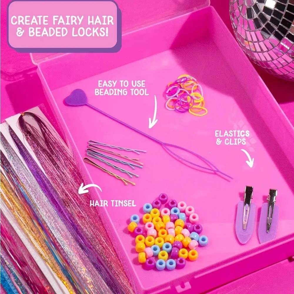 GEN ME Hair Tinsel Studio Kit Sparkly Extensions Beads Glitter Girls NWT